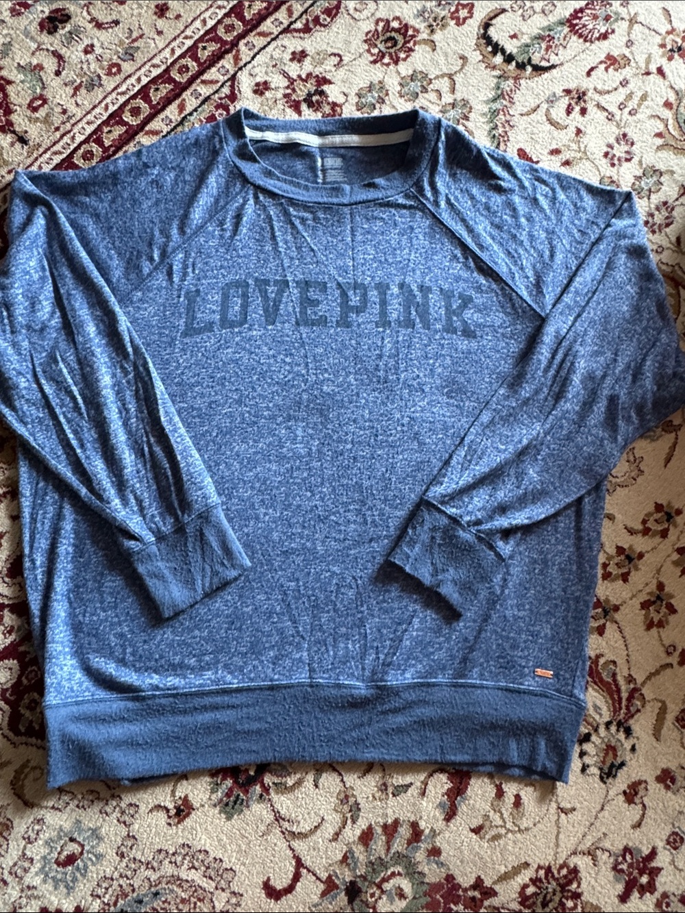 PINK Victoria's Secret Blue 'LOVE PINK' Pullover Sweatshirt